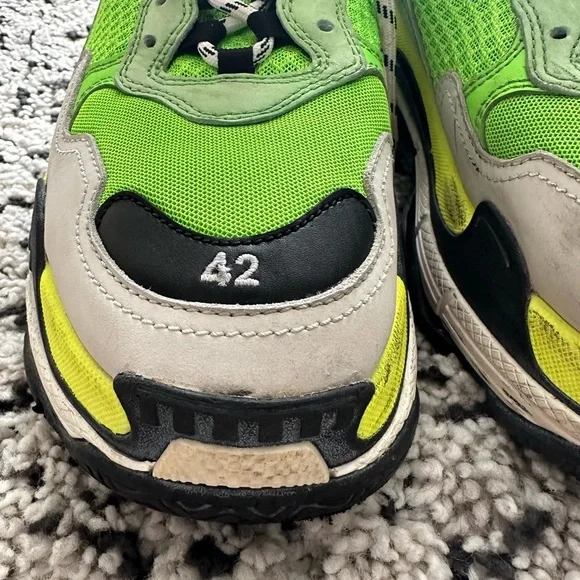 Authentic Balenciaga Fabric Mesh Triple S Sneakers 42 Green Size 9